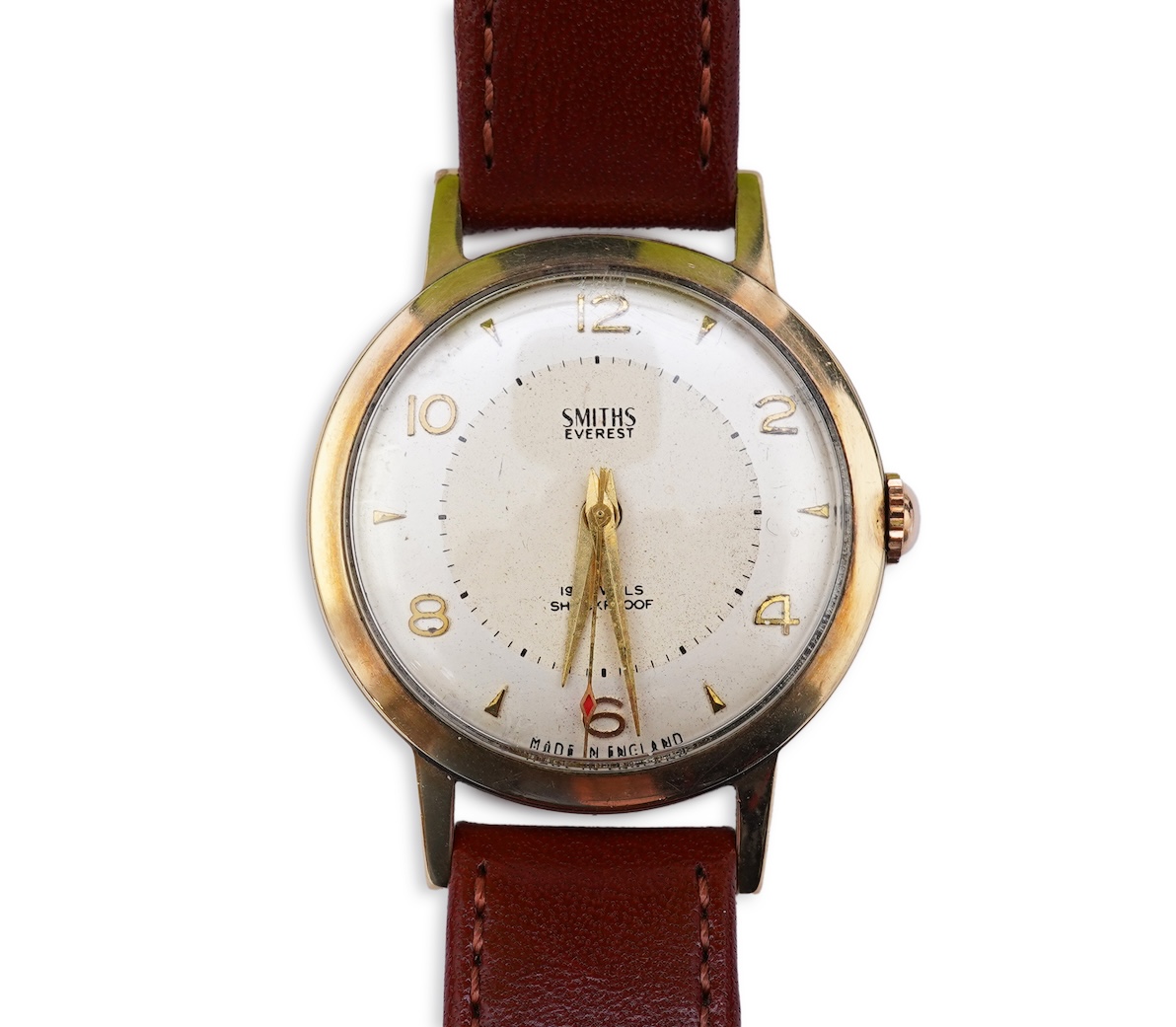 A gentleman's 1950's? 9ct gold Smiths Everest manual wind wrist watch